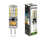 Лампа Feron G4 12V 2W(160lm) 4000K 4K прозрачная 36x10 LB-420