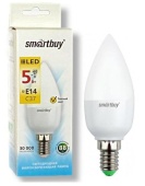 Лампа светодиодная SMART BUY C37-5W-220V-4000K-E14 (свеча, белый свет) 